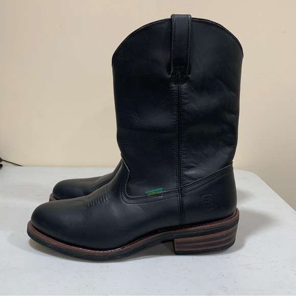 Dan Post Mens Albuquerque Waterproof Leather Cowboy Boot Sz14D Black Pull On F13 - Picture 2 of 12